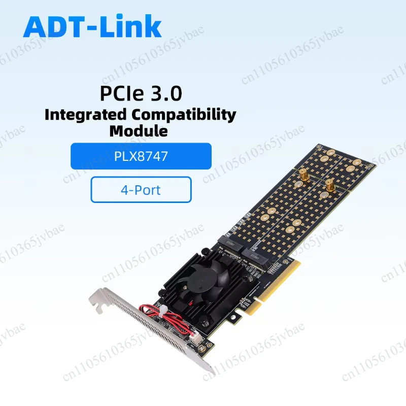 Supports FN 4-Bay M.2 PLX8747 Silent Full/Half Height PCI-e To NVMe，PCIe 3.0 4-Channel NVME Expansion Card, No Disassembly
