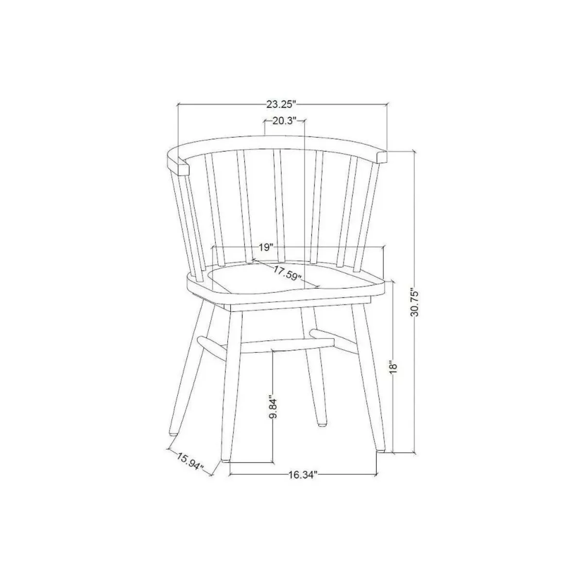 Dining chair Black wooden chair