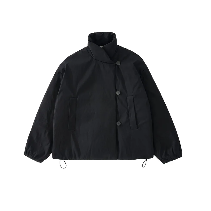 New Autumn and Winter Parkas Windproof Belted Cotton Parkas Short Loose Stand Collar Coats for Women