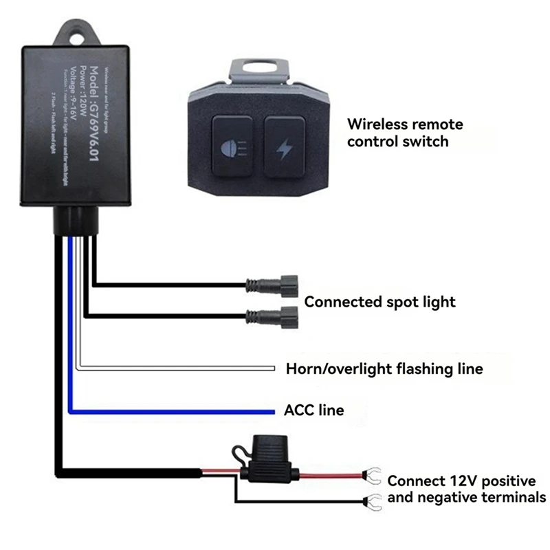 Motorcycle Led Fog Light Lamp Wiring Harness Relay Wire Switch High Low Beam Moto Spotlight Cable For Dirt SUV UTV ATV