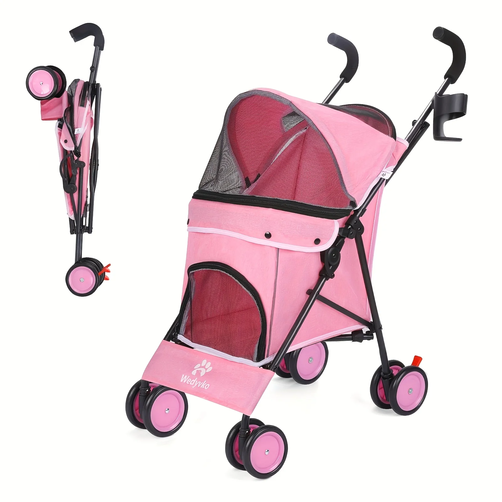 

Wedyvko Travel Portable Dog Stroller, Pet Stroller for Small Puppy Dogs & Cats, Up to 33 Lbs