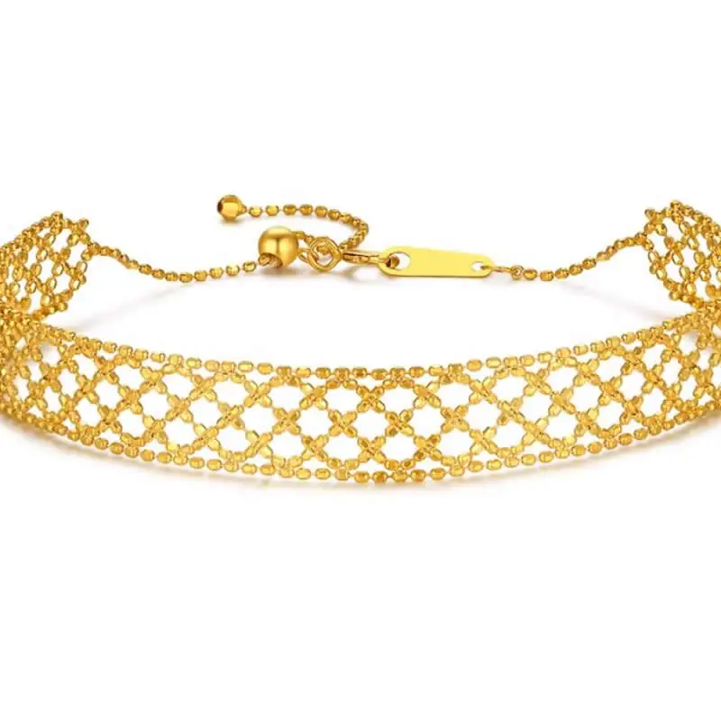 

New 18K Yellow Gold Bracelet Fashion Women AU750 Gold Lace Bracelet