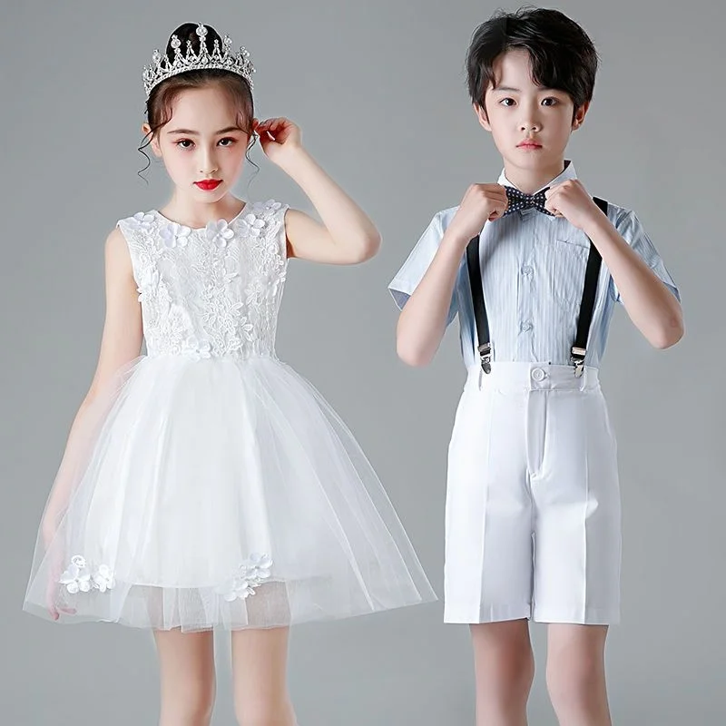 Children's performance clothes men women suspenders singer dress primary school students stage costumes costume de danse