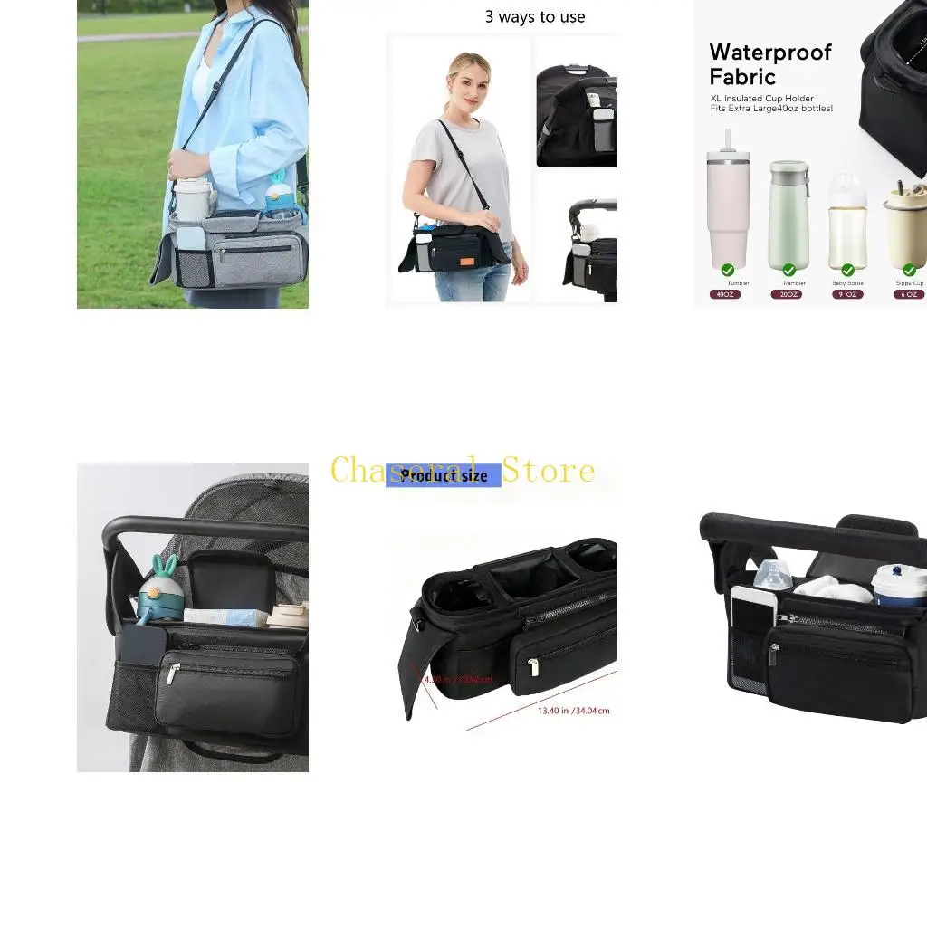 E7CE Multi Pocket Strollers Organizers Stable Anti Drop Structure Spacious Space