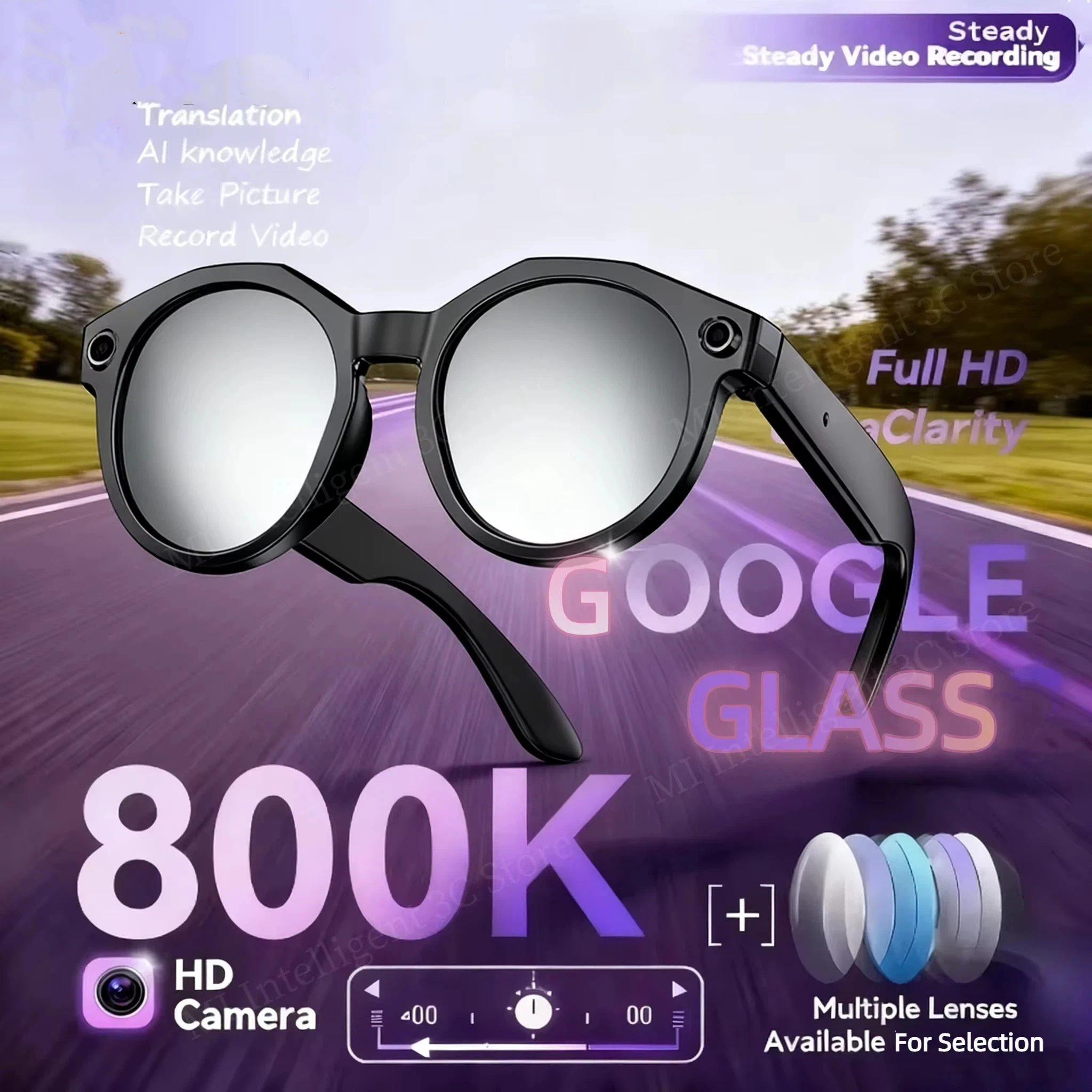 

8K HD AI Smart Glasses Chat GPT 800MP Camera Bluetooth Call AI Translation Voice Assistant Control Sunglasses Women Men 2026