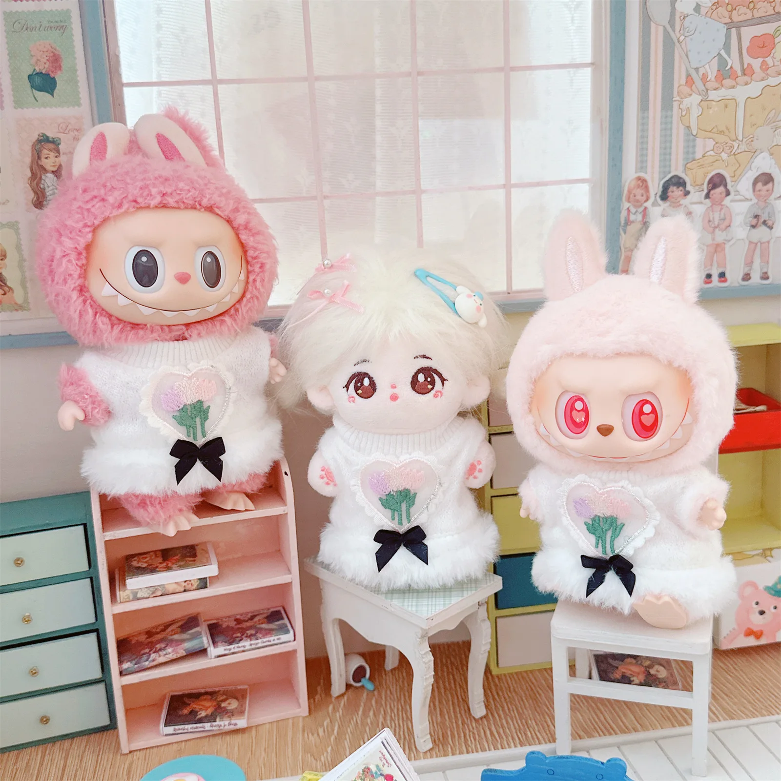 

Cute Idol Doll Clothes for Kawaii, Fluffy, White Cloud, Suger, Frosting Dress, Dress Up, Plush Doll, Changing Clothes, Game,