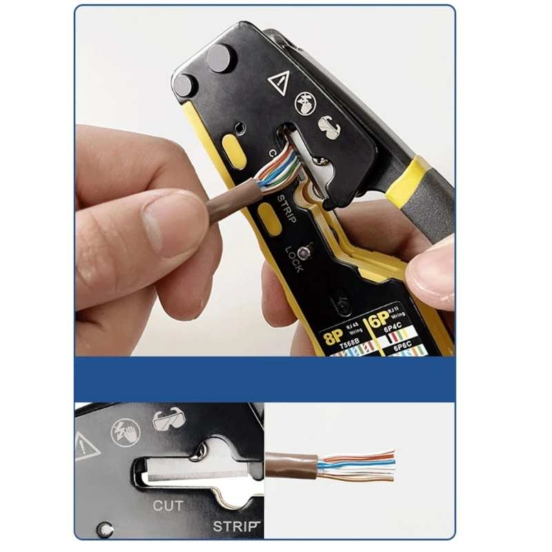 Data Cable Crimper Wire Cutter RJ45 Pass-Thru Connectors Crimp Tool Modular Cat5 Cat5e Cat6 Crimping Tool
