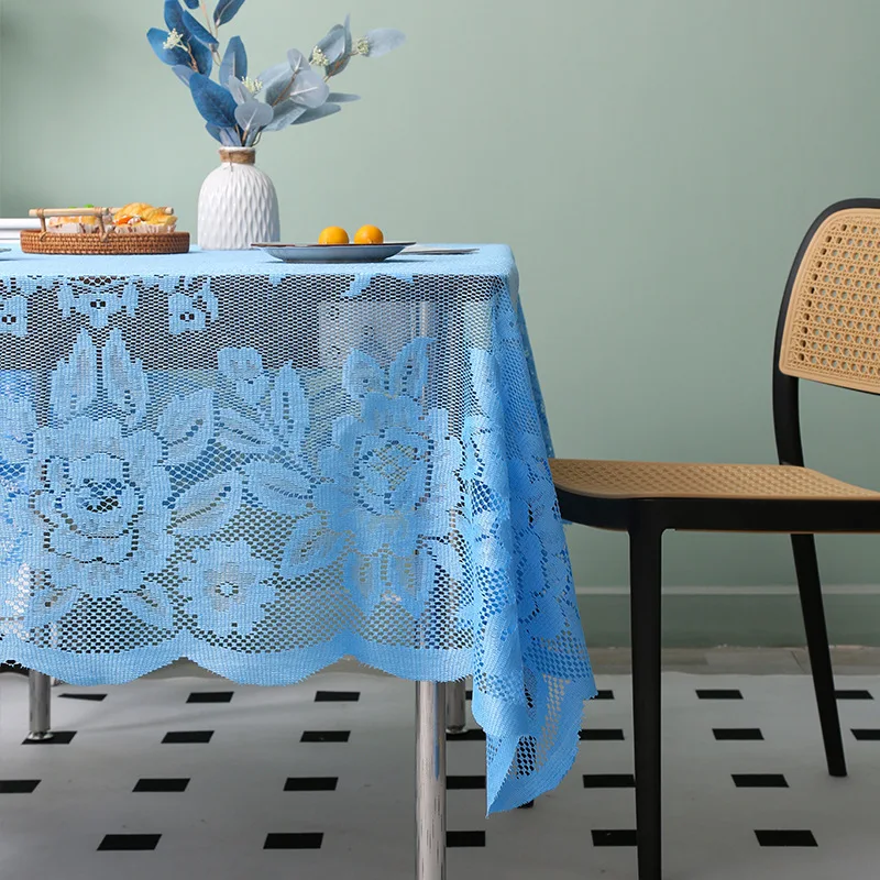 Taplak meja renda taplak meja Retro taplak meja persegi panjang putih biru merah taplak meja dekorasi pesta pernikahan kain piknik kain latar belakang