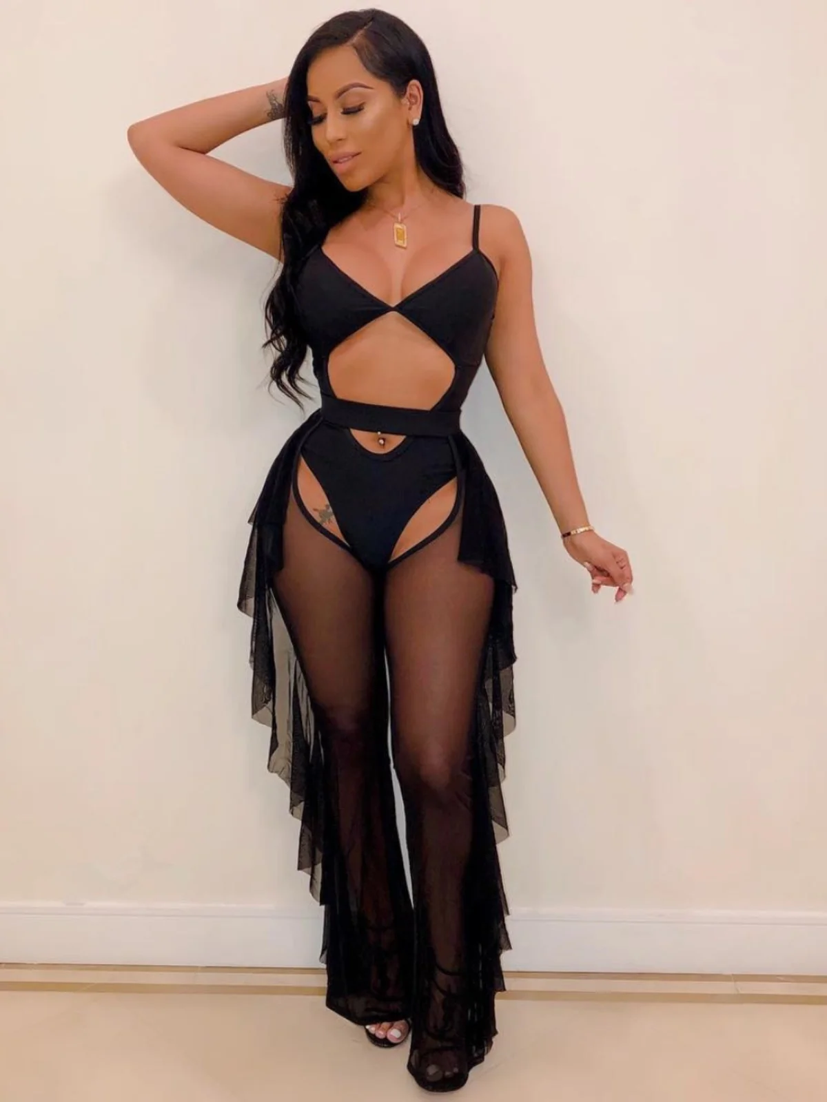 ชุดว่ายน้ำสีพื้นแบบสองชิ้นสำหรับผู้หญิง สไตล์ลำลอง ผ้าอื่นๆ 00% ยี่ห้ออื่นๆ เอวสูง ทรงขาบาน