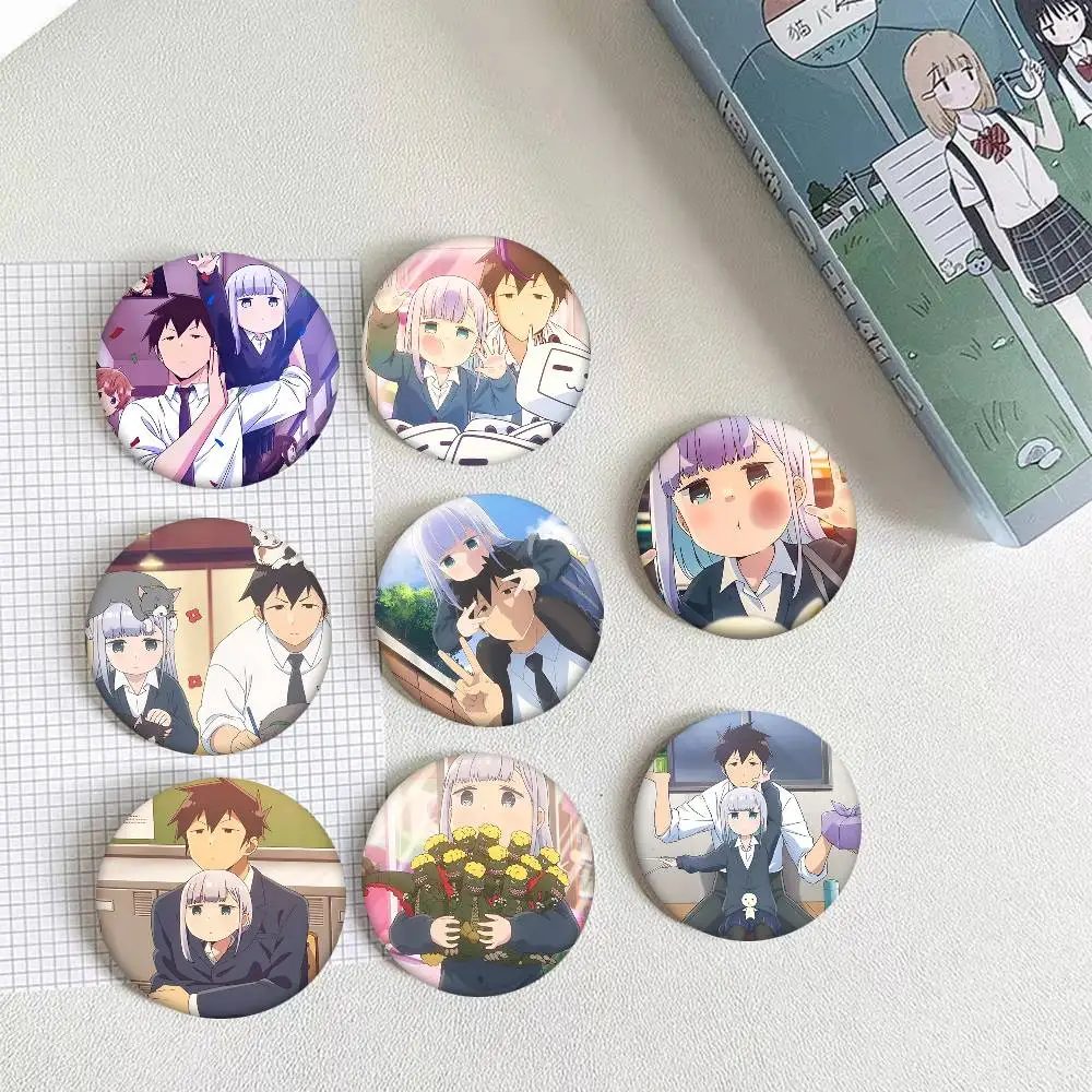 Anime Aharen-san Wa Hakarenai Round Badge Creative Brooch Clothing Backpack Accessories Lapel Pin