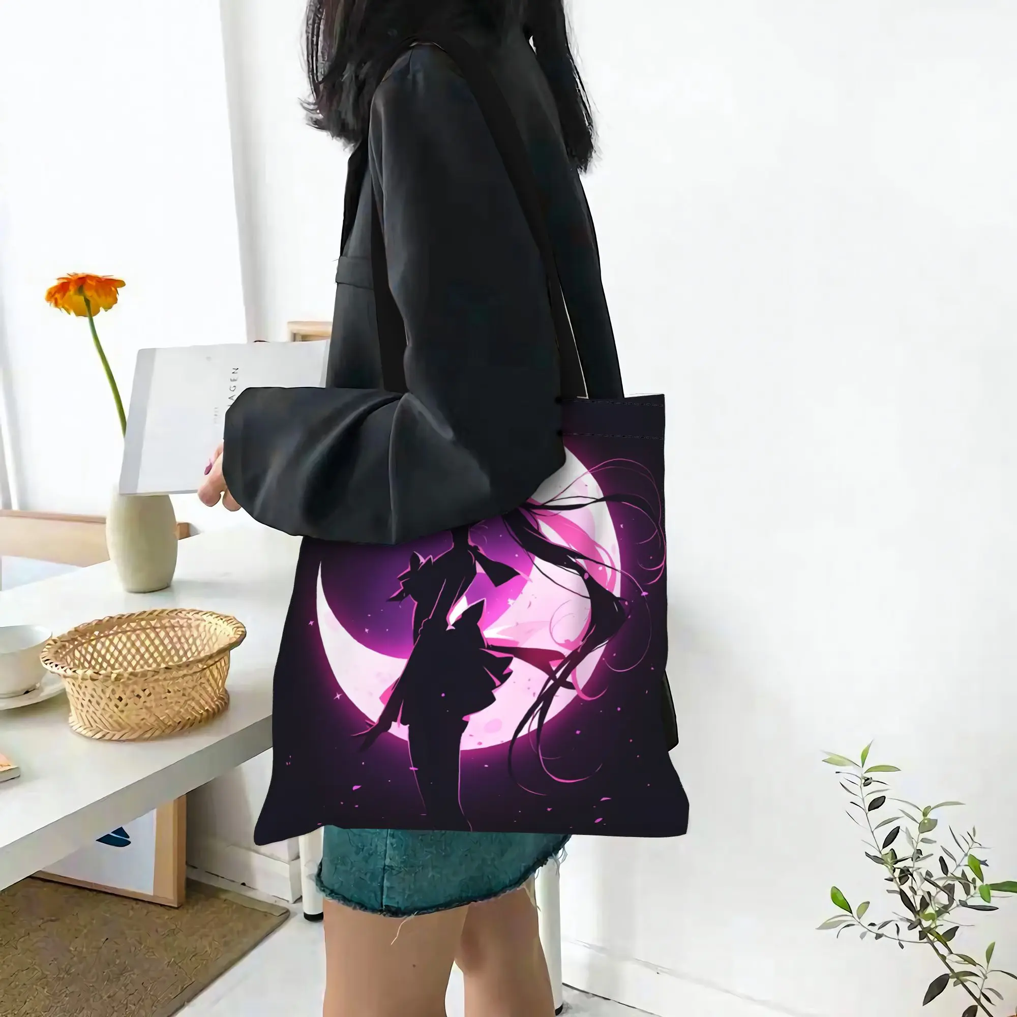1PC Crescent Moon Usagi Canvas Tote Bag Sailor Moon Canvas Tote Bag Perfect for Shopping Grocery Travel & Outdoor - view 5