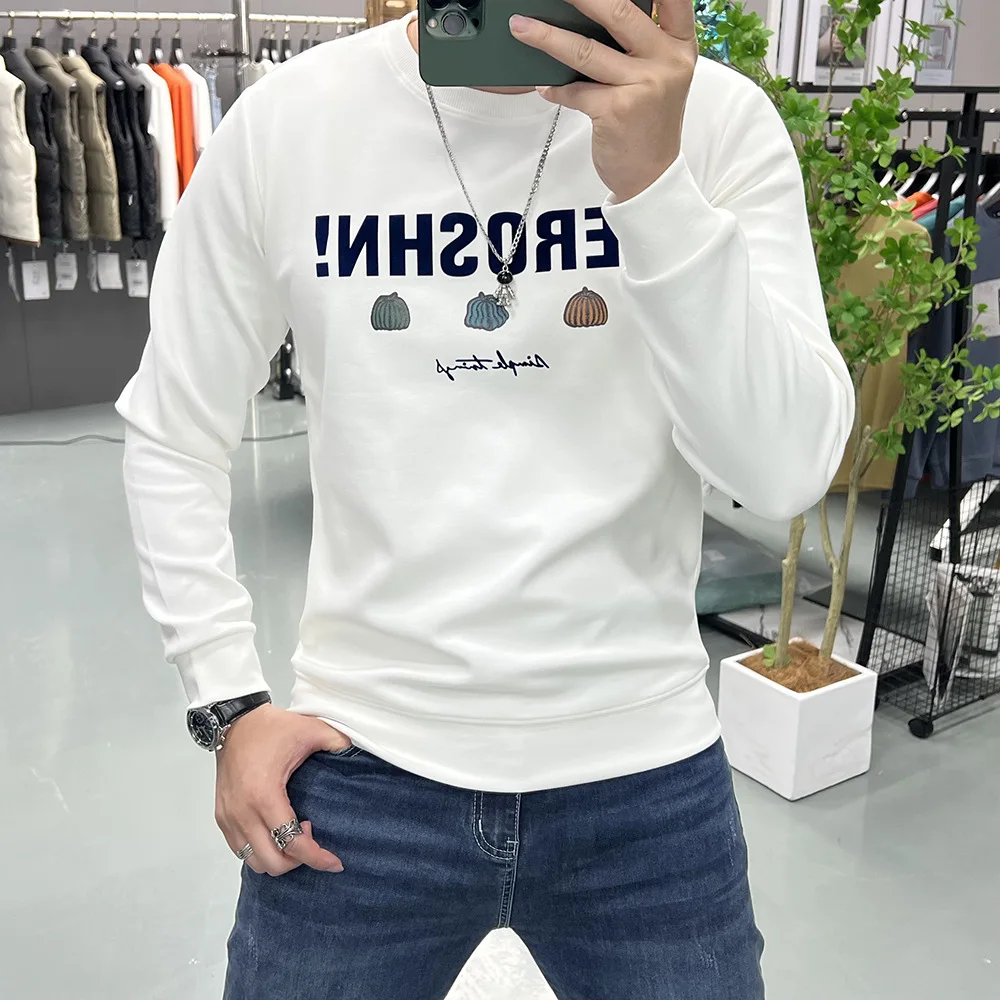 Men's Letter Pumpkin Hoodie Trendy Band Fashion Long Sleeved Pullover Base Shirt Top Trendy Winter New Causal Man Clothing M-4xl