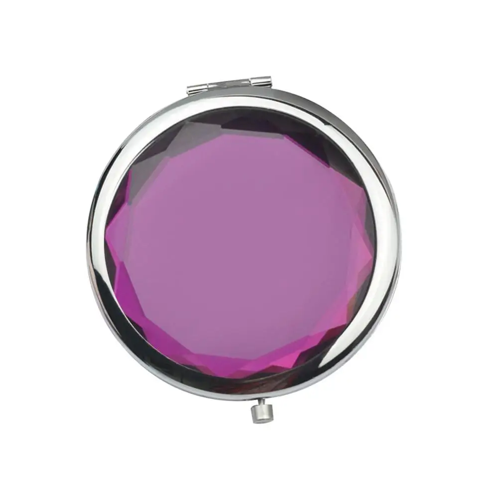 Makeup Mirror Round Mini Portable Women Double Sided Folding Faux Crystal Pocket Makeup Mirror