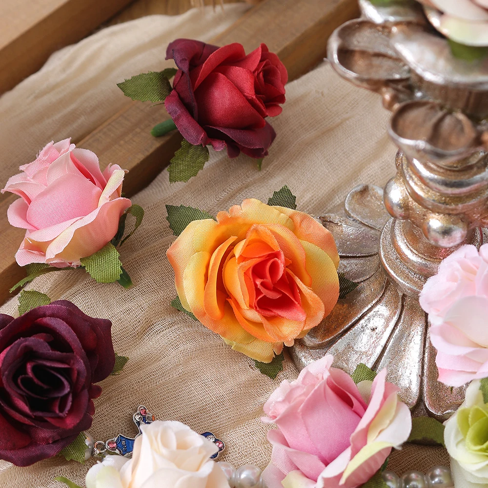 50PC Künstliche Blumen DIY Candy Box Kuchen Wohnkultur Weihnachten Dekorative Kränze Hochzeit Party Garten Rosen Bogen Seide gefälschte – Detail 11