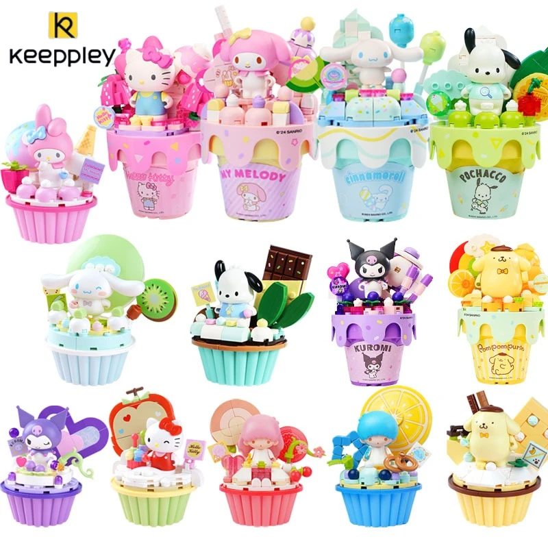 

Строительные блоки KEEPPLEY Kuromi My Melody Sanrio Series, маленькие частицы, детская собранная игрушка, украшения для рабочего стола, праздничный подарок