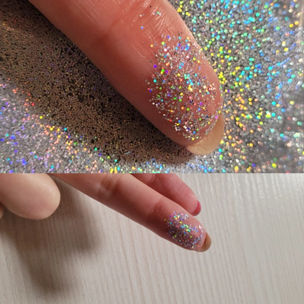 50g Laser Silver Holographic Nail Powder Chrome DIY Mirror Glitter Design 0.2 1/128 Extra-Fine Cover Glitters Nail Art Pigment*-
