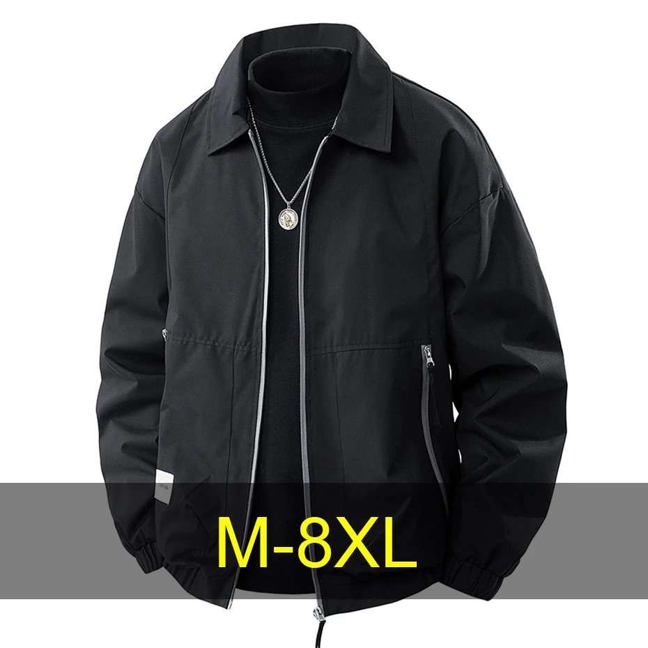 

Cargo Jacket Men 8XL Plus Size Spring Autumn Coat Fashion Casual Lapel Jacket Male Solid Color Outerwear Outdoor
