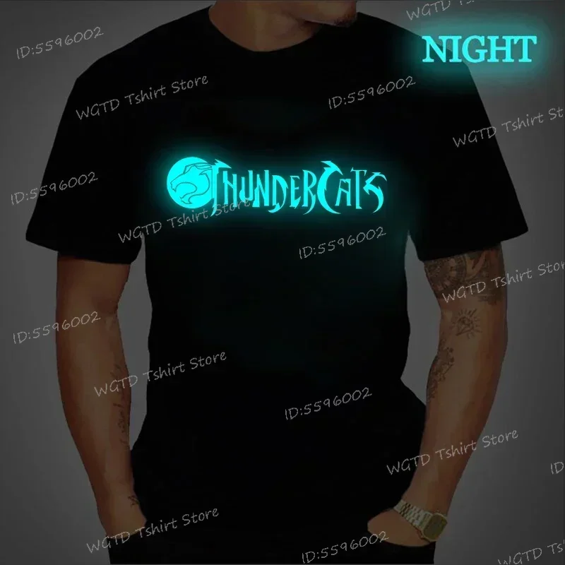 ThunderCat Luminous T-shirt Mens Fashion Casual Short Sleeve Round Neck Tops Mens Clothing Hipster Glowing ThunderCat T-shirt