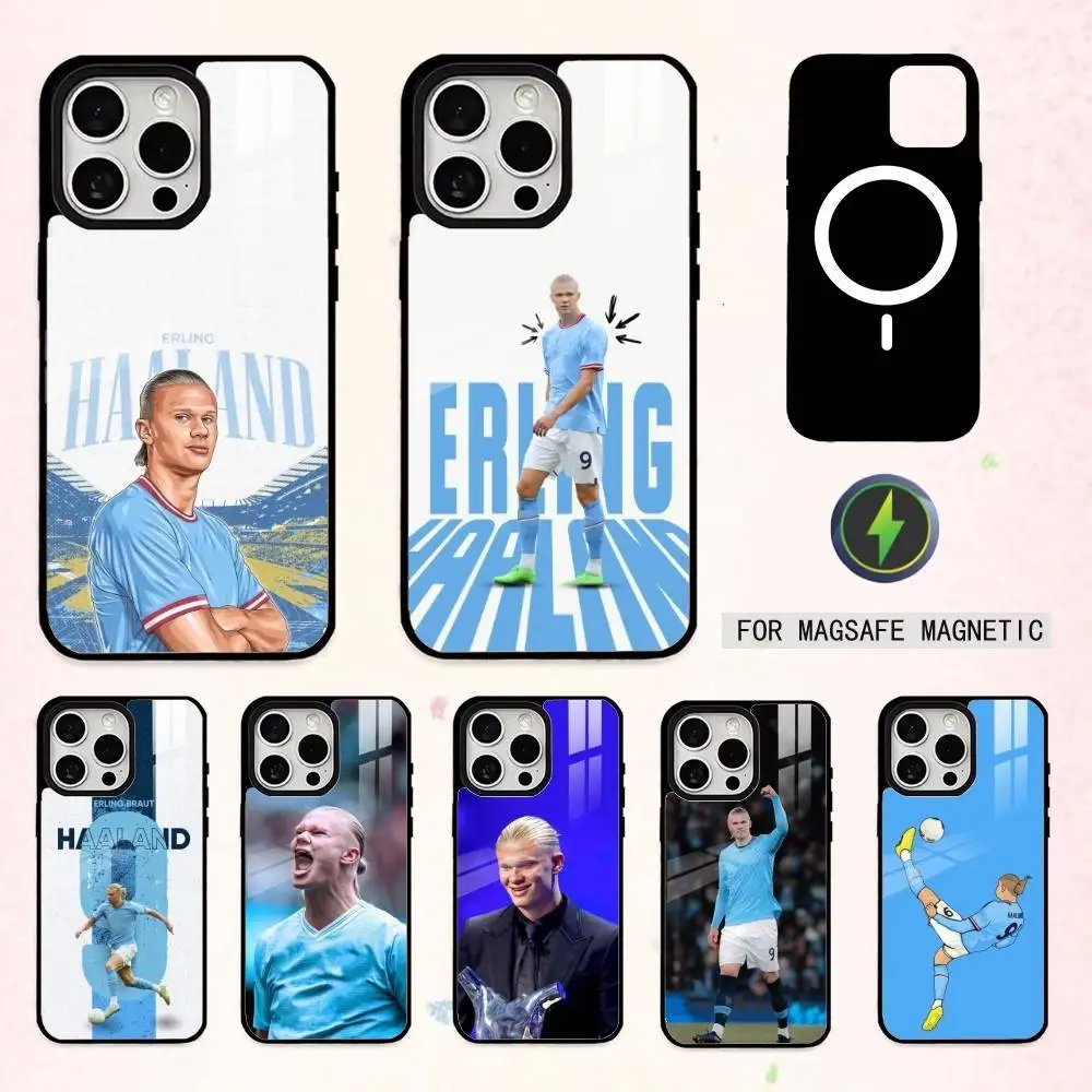 

E-Erling H-Haaland Football Phone Case For iPhone17,16,15,14,13,12,11 Plus,Pro Max Magnetic For Magsafe Wireless Charging