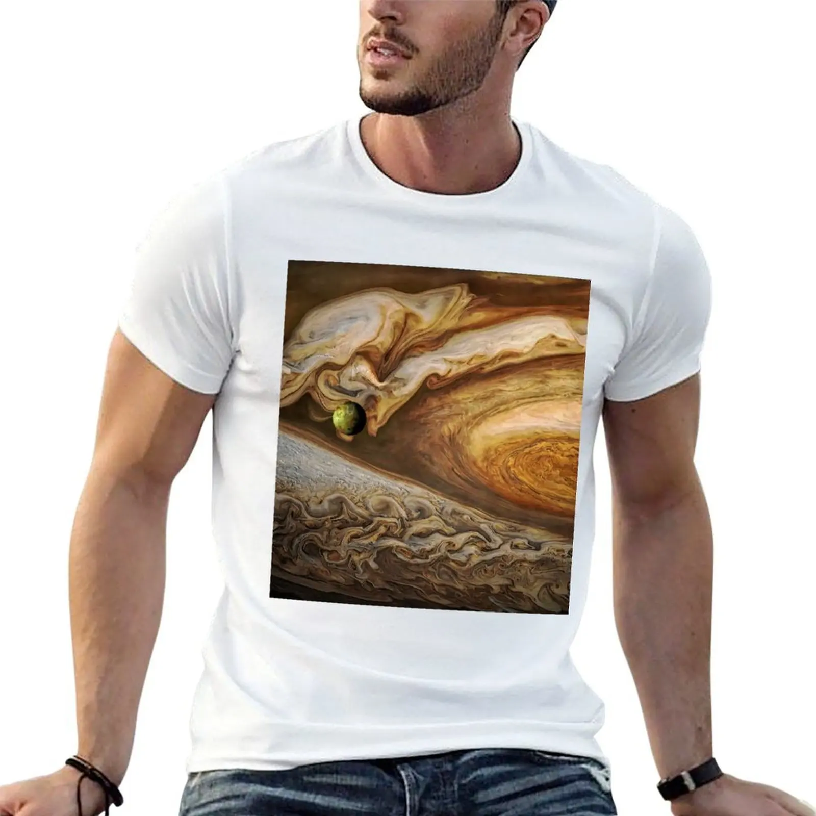 Callisto passing before Jupiter, space exploration, astronomy T-Shirt anime t shirts oversize man t shirt luxury T-Shirt