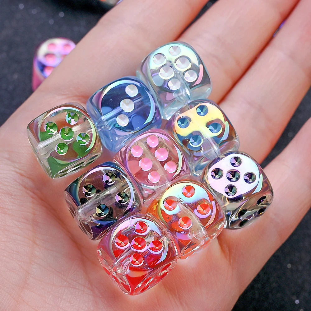 10 Stück 14mm Aurora UV-beschichtete Acryl-Würfelperlen Bunte Quadratische Würfel Lose Abstandsperlen für Schmuckherstellung DIY Bastelzubehör – Detail 2