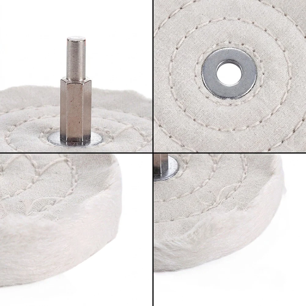 1pc Buffing Polishing Wheels 50 65 75 100mm Cotton Lint Mop Wheel Pad Wi/ Connecting Rod For PowerDrill Buffing Grinder