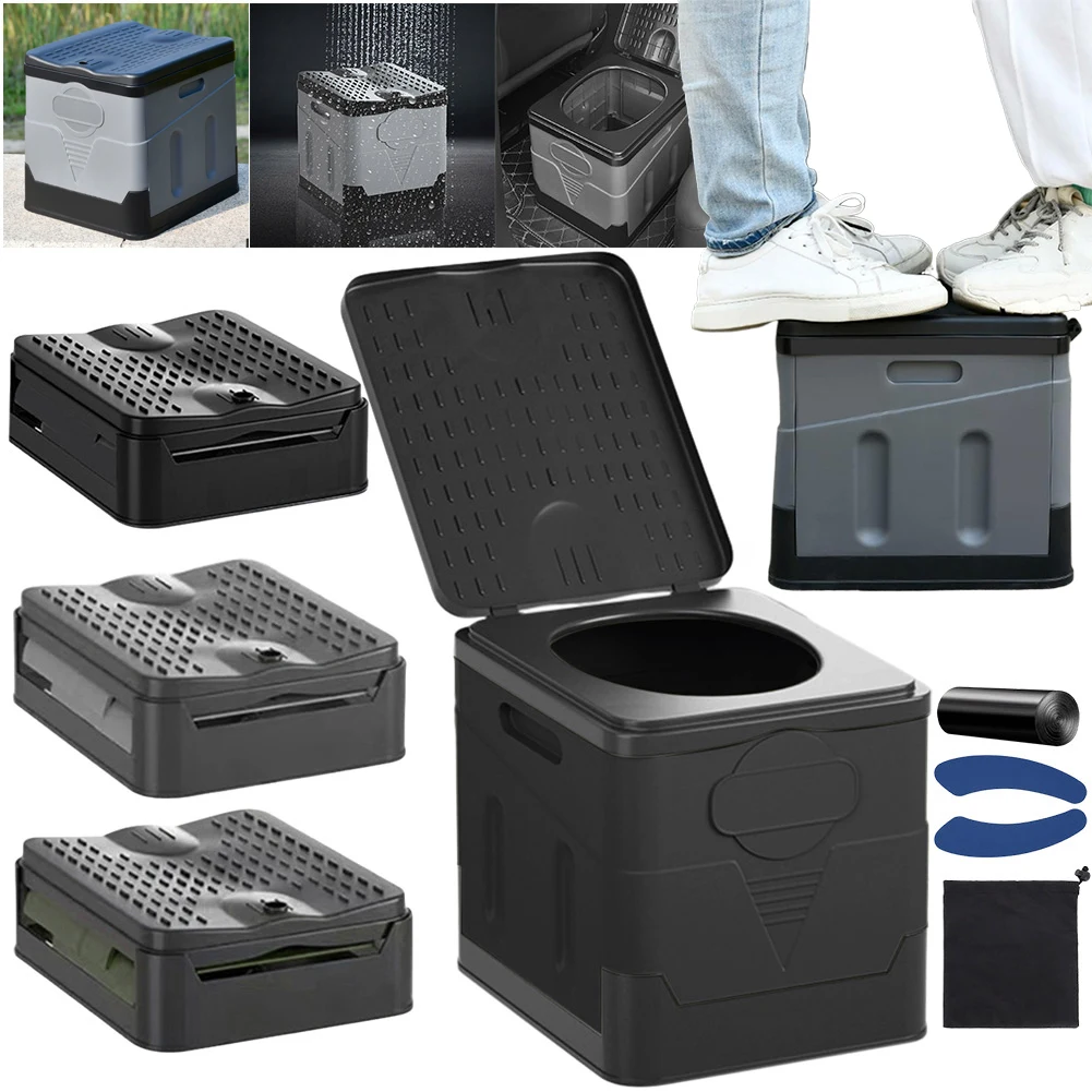 

Strong Bearing Capacity Trash Can Car Toilet Bucket Outdoor Emergency Sanitation Product Trash Can Portable Camping Toilet Stool