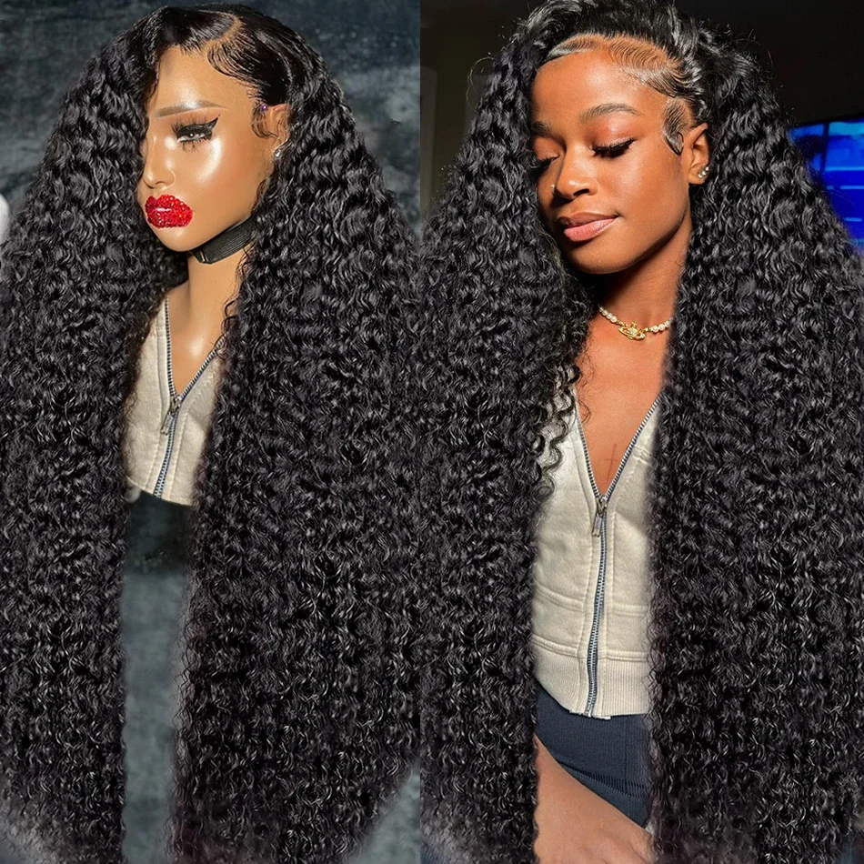 Deep Wave  46Inch 13x4 Lace Frontal Human Hair Wigs Brazilian 13x6 Water Curly Remy Lace Front Wigs Preplucked For Women On Sale