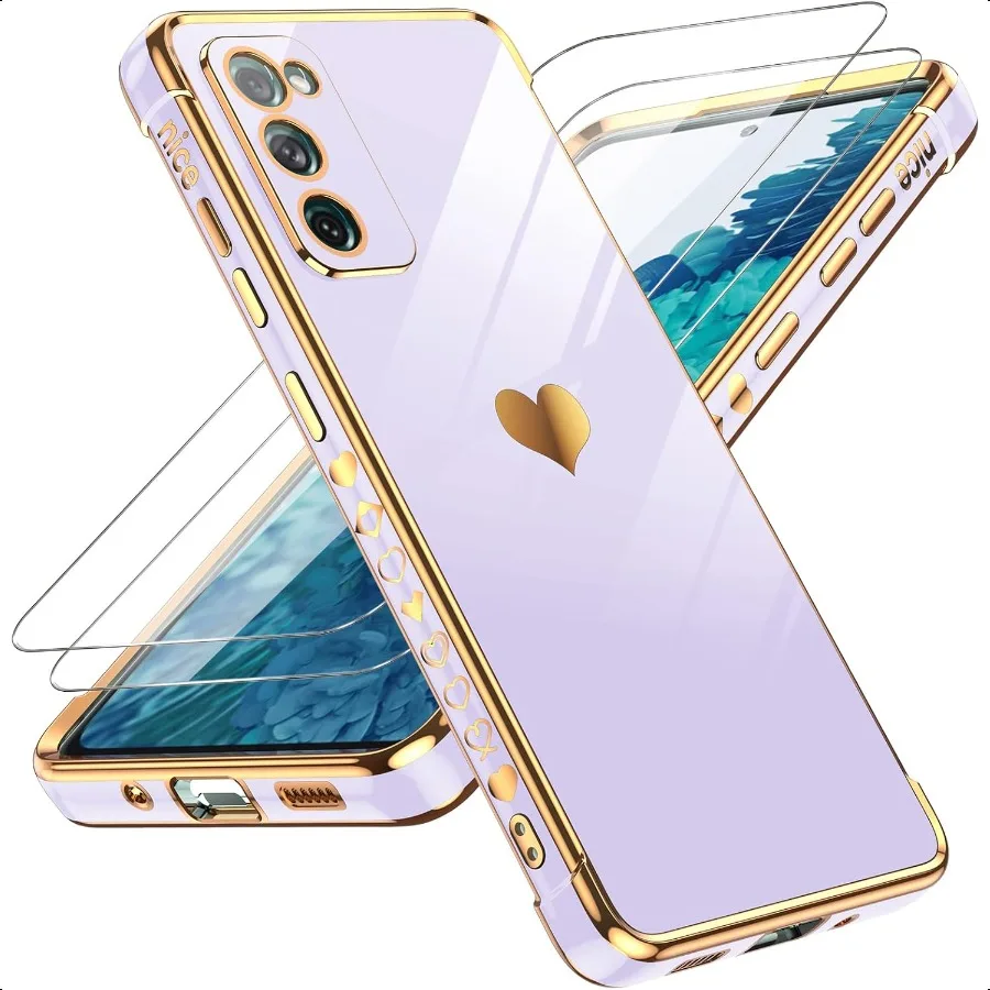 

LeYi for S20 Fe Case Samsung Galaxy S20 Fe Case with Screen Protector [2 Pcs]+ Full Camera Protection Love Heart Plating Girly