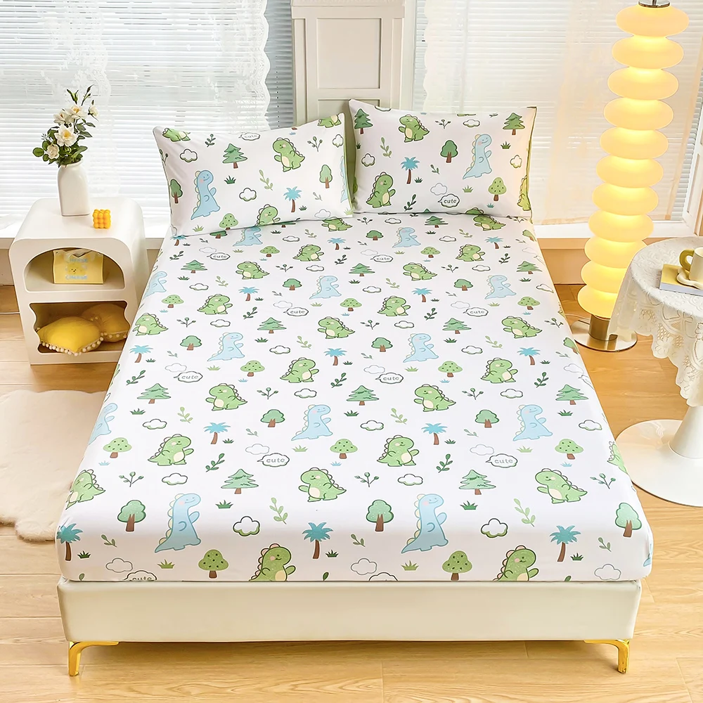 1 Piece of Cartoon Dinosaur Pattern Frosted Bedsheet, Bedroom Printed Bedspread, Bedding (Excluding Pillowcases)