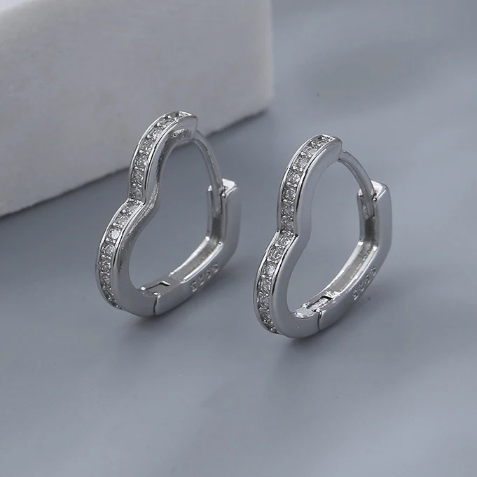 

VIVILADY 1 Piece 925 Silver Small Zirconia Heart Stud Earrings for Women Fine Jewelry Minimalist Accessories