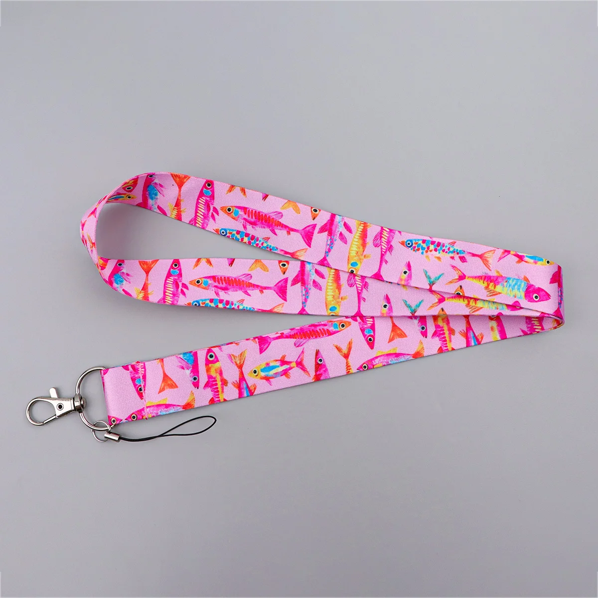 Cute Pink Watercolor Fish Lanyard Strap Neck Keychain Card Cover Badge Holder Mobile Phone Hang Rope Keyring Accessories Gift