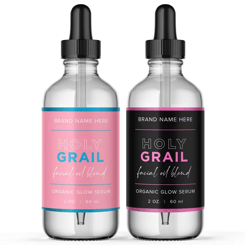 Custom Self Adhesive Waterproof Vinyl｜Black Background｜Rose Gold Foil｜Stylish Dropper Bottle Stickers｜Essential Oil Label