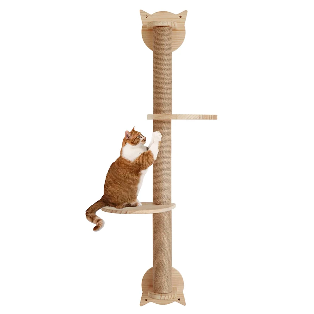 41In Cat Tree With Scratching Posts 2 Perches Platforms Wall Mounted Sisal Scratcher Hammock For Cats Kittens Climb Play Rest