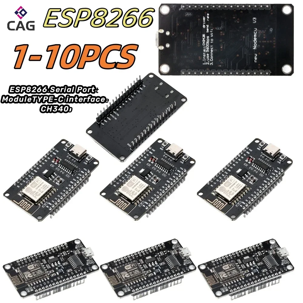 1-10pcs ESP8266 serial port wifi module NodeMCU Lua V3 Internet of Things development board TYPE-C interface CH340