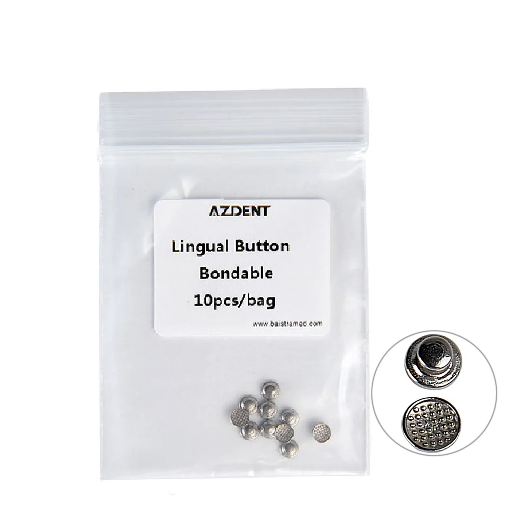 10pcs/Pack Dental Orthodontic Metal Buttons Lingual Buckle Composite For Bondable Round Base