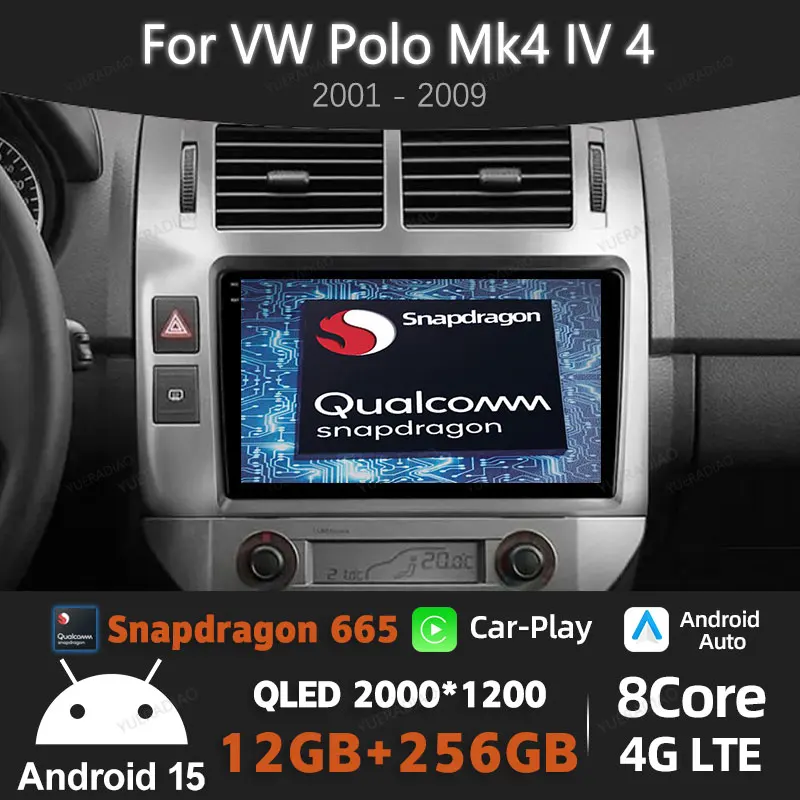 

Android 15 Car Radio For Volkswagen Polo Mk4 IV 4 2001 - 2009 Head Unit Multimedia Video Player BT 4G LTE 5G WIFI GPS NAVI QLED