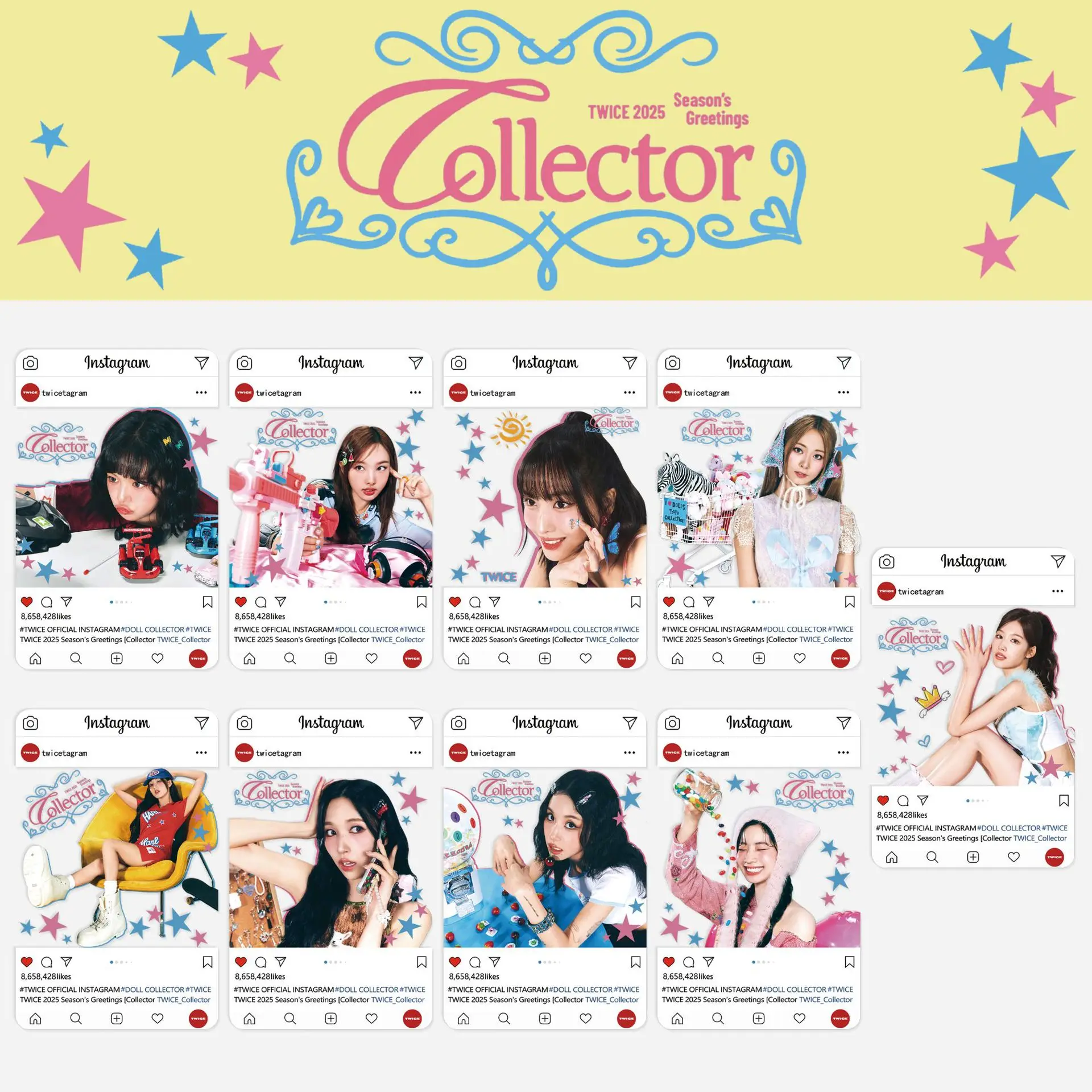 Kpop Twice Transparent Cards 2025 Season Limited Edition Cards 9Pcs Set Pvc Small Cards Fans Merch Goods Small Gifts Halloween Christmas Gifts