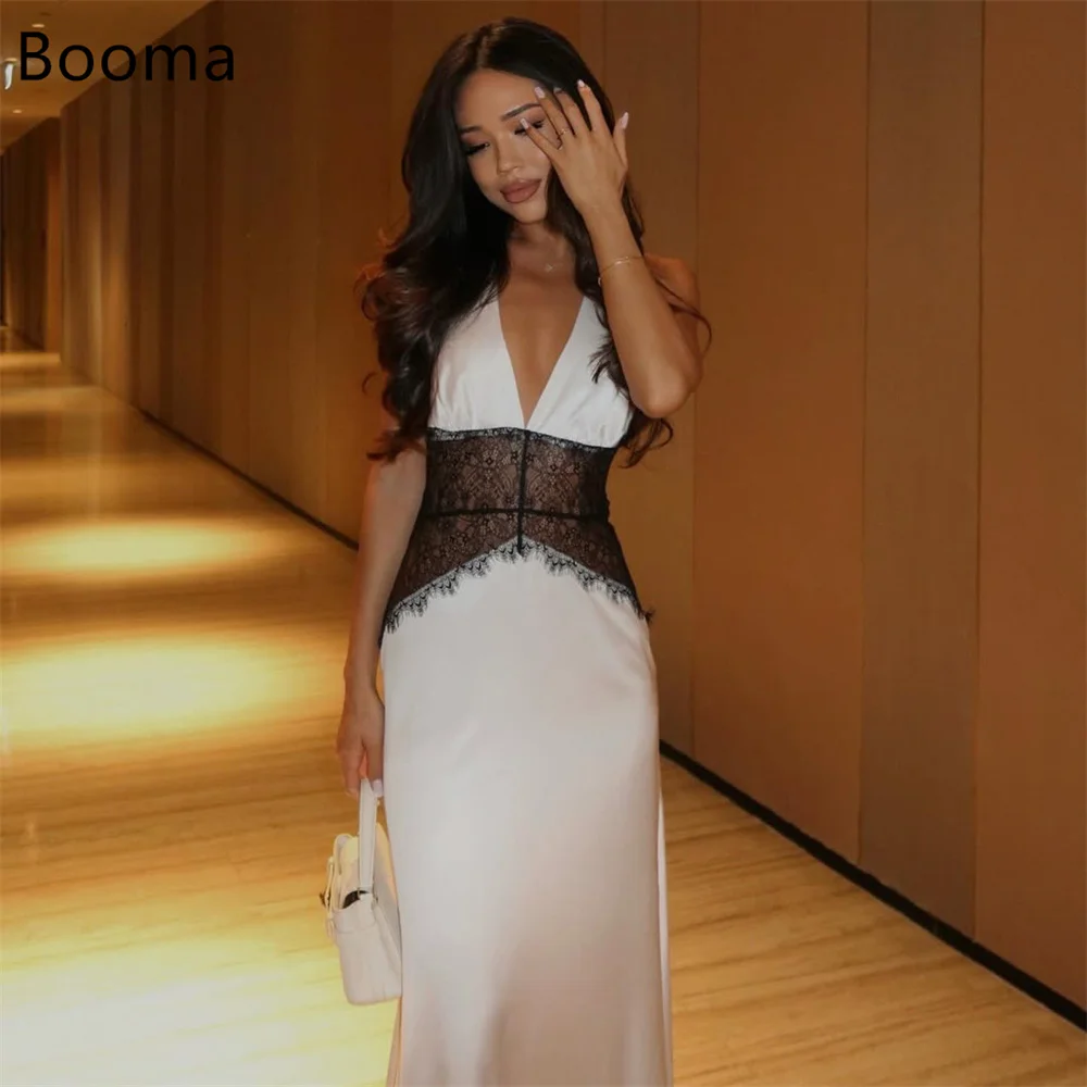 

Booma Elegant A-Line Lace V-Neck Dresses Formal Party Gowns for Women Simple Backless Prom Gown Customize 2025