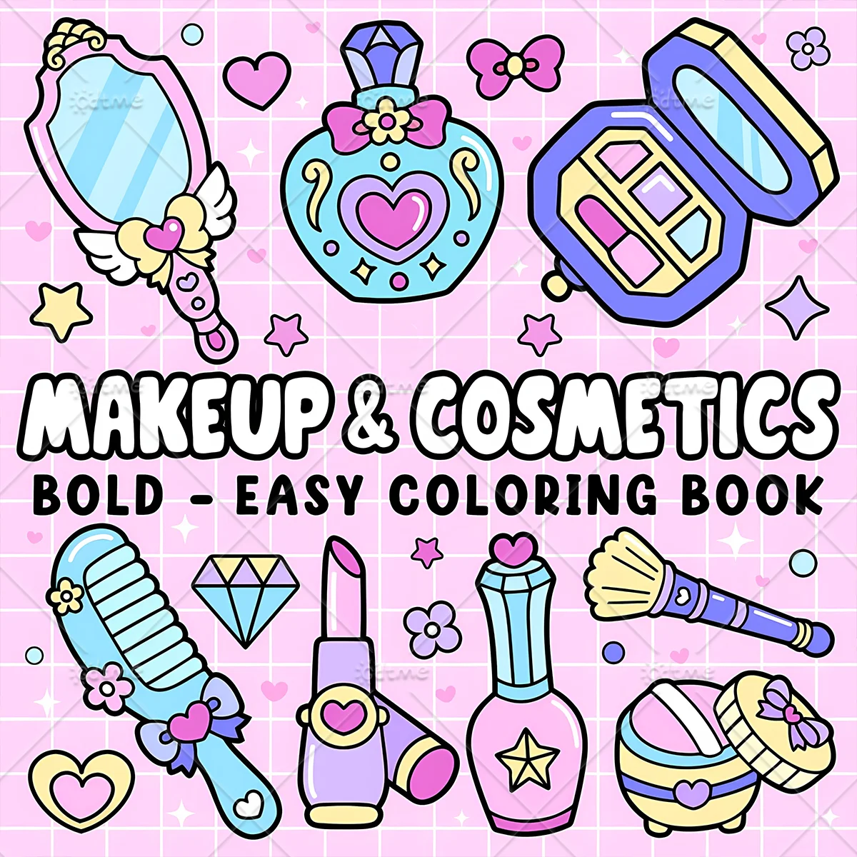 MAKEUP & COSMETICS Bold-easy Patterns Coloring Book for Adults Cute Drawing Book Perfect Gift for Party and Birthday ﻿