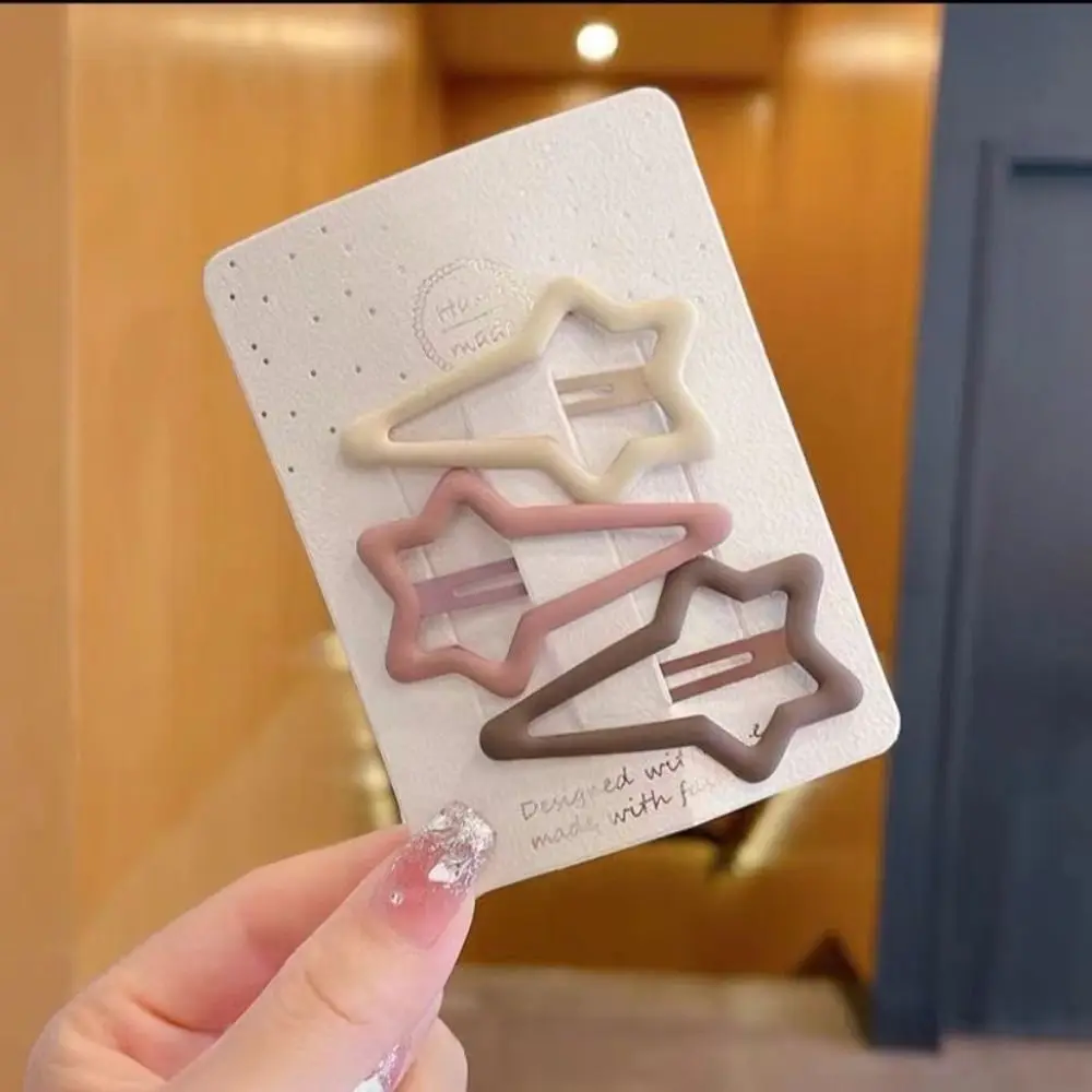 

3pc/set Cute Metal Star Love BB Clip Square Geometric Y2k Barrettes Ornament Water Drop Girls