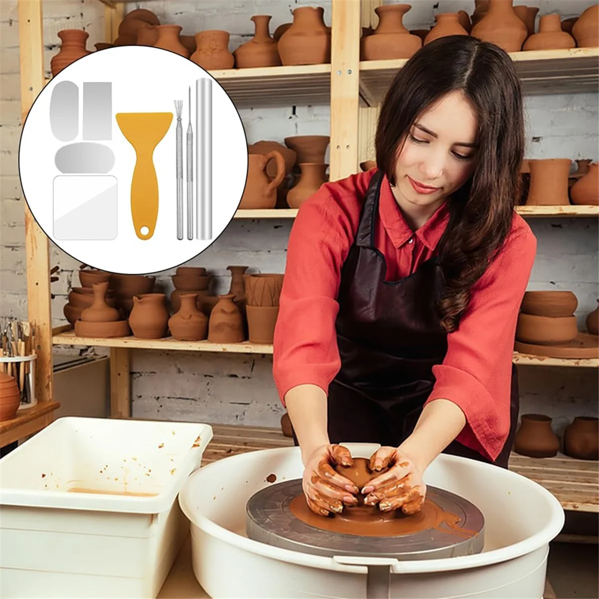 A79G 8Pcs Polymer Clay Cutter Tools, Acrylic Roller Clay Rolling Pin, Clear Rectangle Shape Sheet Backing Board, Jewelry