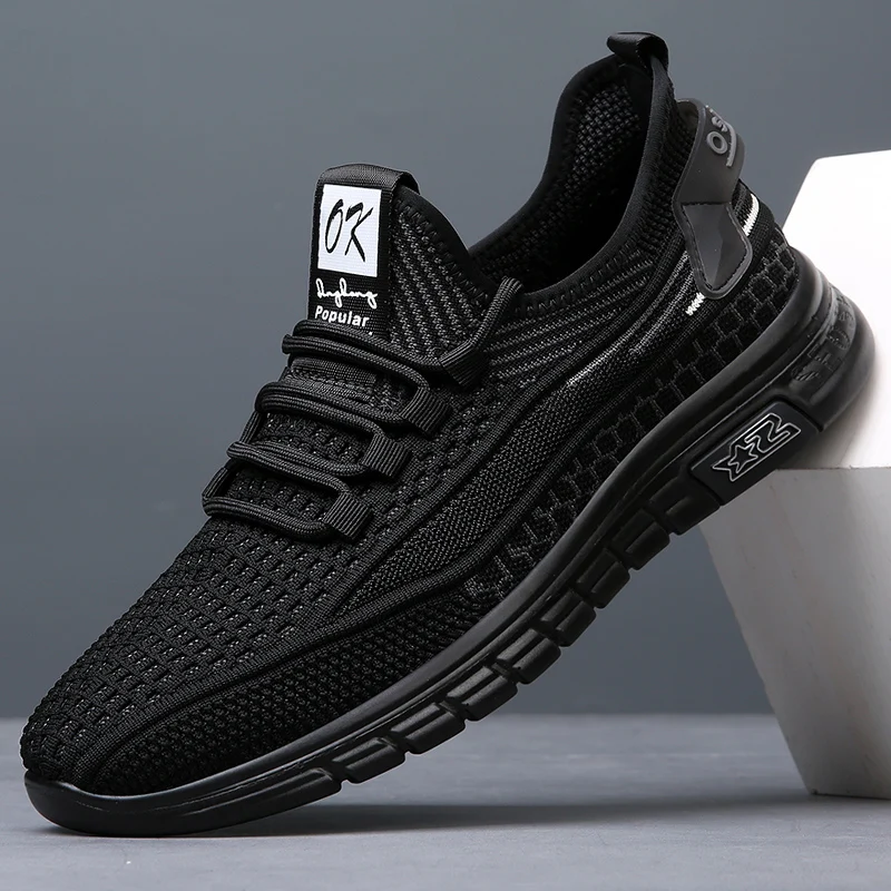 Men's Mesh Breathable Running Shoes Lightweight Thin Sole Airy Loafers Summer Hollow out Casual Sneakers Soft Bottom
