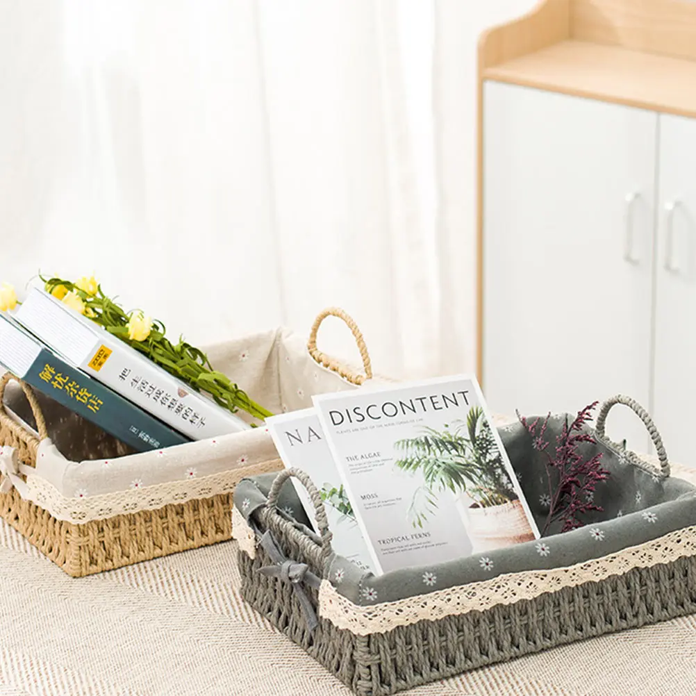 

Woven Storage Baskets Handmade Decorative Containers Material Fruit Basket Rustic Home Accessories