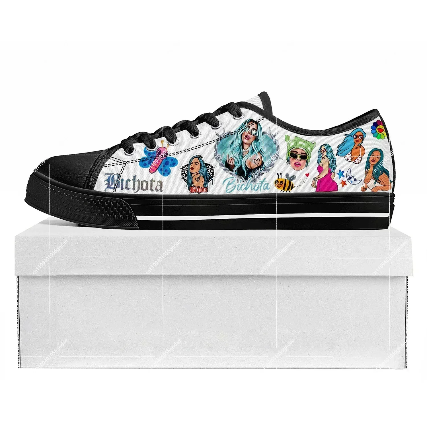 

Karol G Bichota Low Top Sneakers Mens Womens Teenager Canvas Sneaker Casual Couple Shoes Custom Made Shoe Black