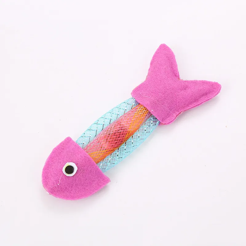 Fashion Cat Hose Spring and Canvas Fish Toy Cat Bouncing Toy Cat Puppy Toys Inflatable Balls Pets Products 14.5cm 1PC