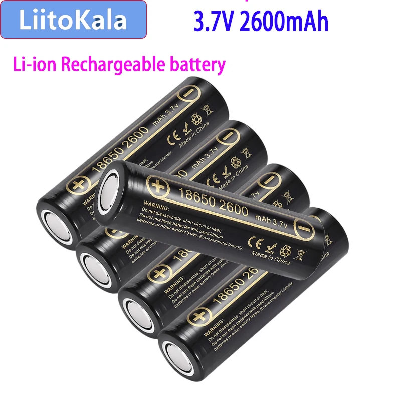 100% brand new original LiitoKala Lii-26A, with PCB 3.7V 18650 2600mah capacity rechargeable lithium-ion battery, used for LED f