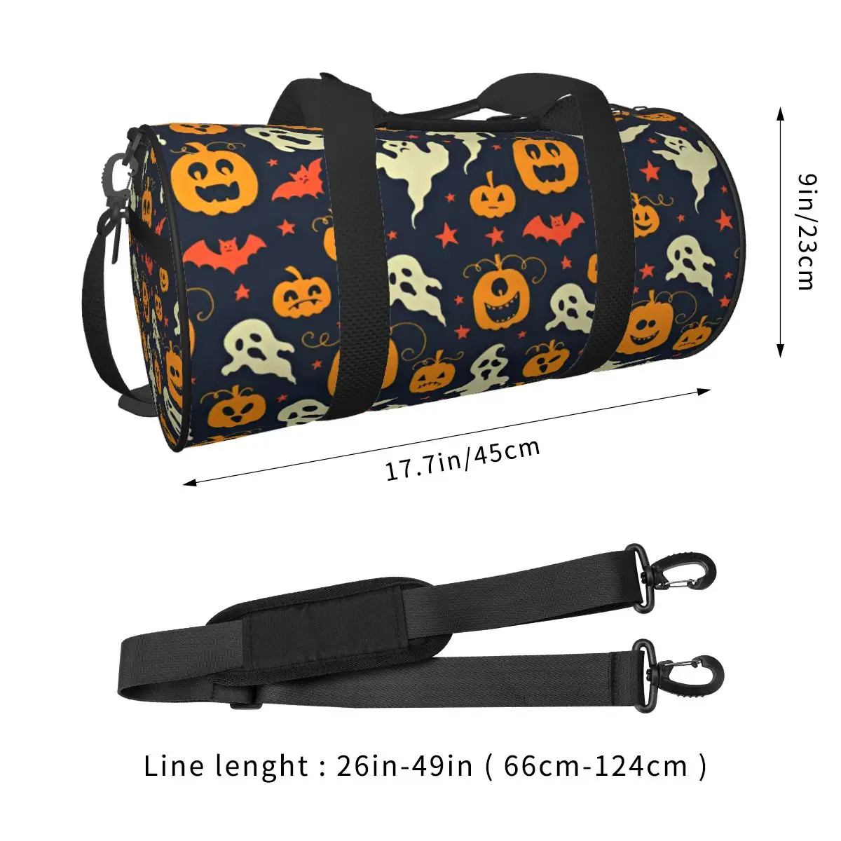 Tas hantu Halloween dan bat-bayingimg, tas olahraga bepergian desain pasangan tas tangan akhir pekan tas kebugaran baru kapasitas besar