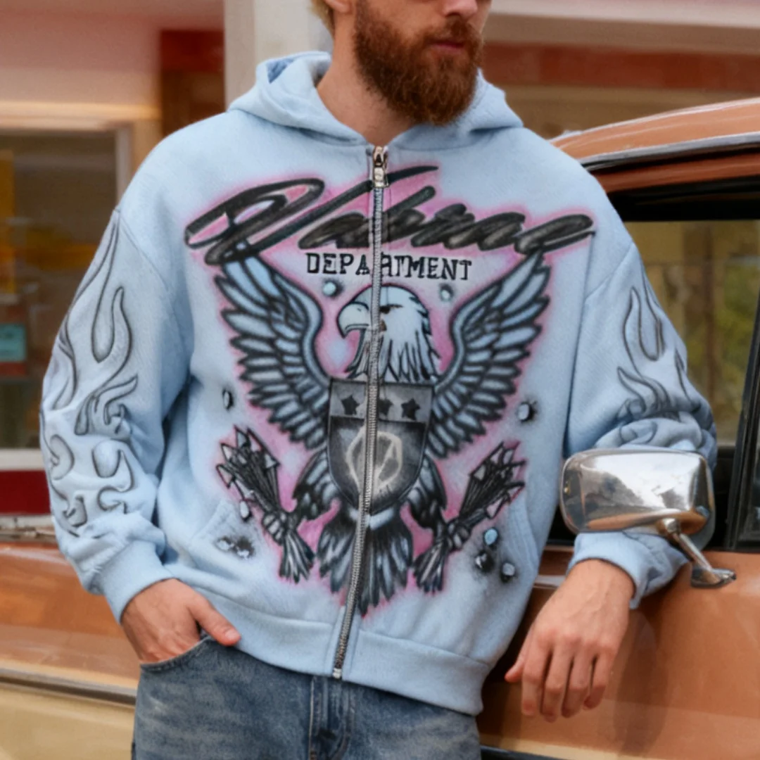 Bluza z kapturem w stylu retro, luźna, niebieska, unisex, wygodna, dla kobiet i mężczyzn.