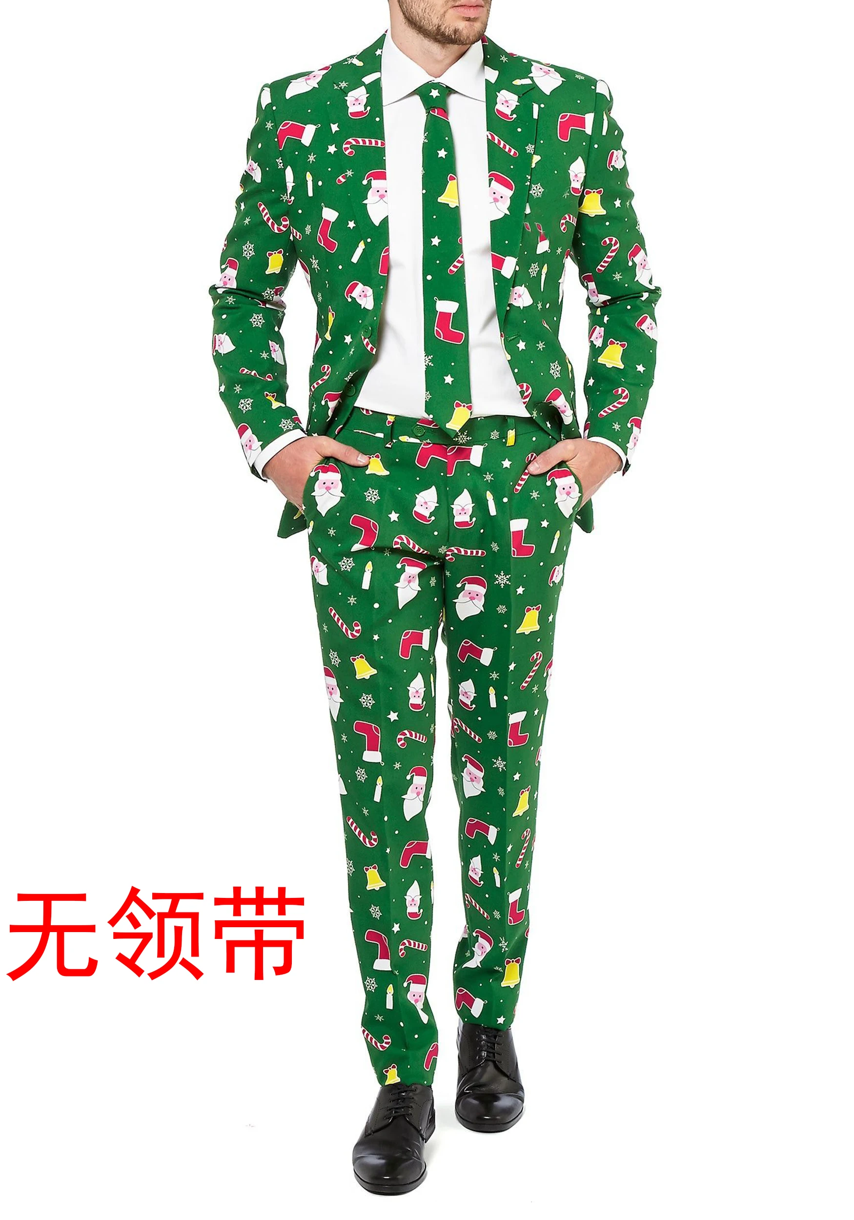 Men's Christmas Series 3d Printed Suit Jacket Long Pants Set Anime Cartoon Pattern Casual Two-Piece Set WL8-MR7